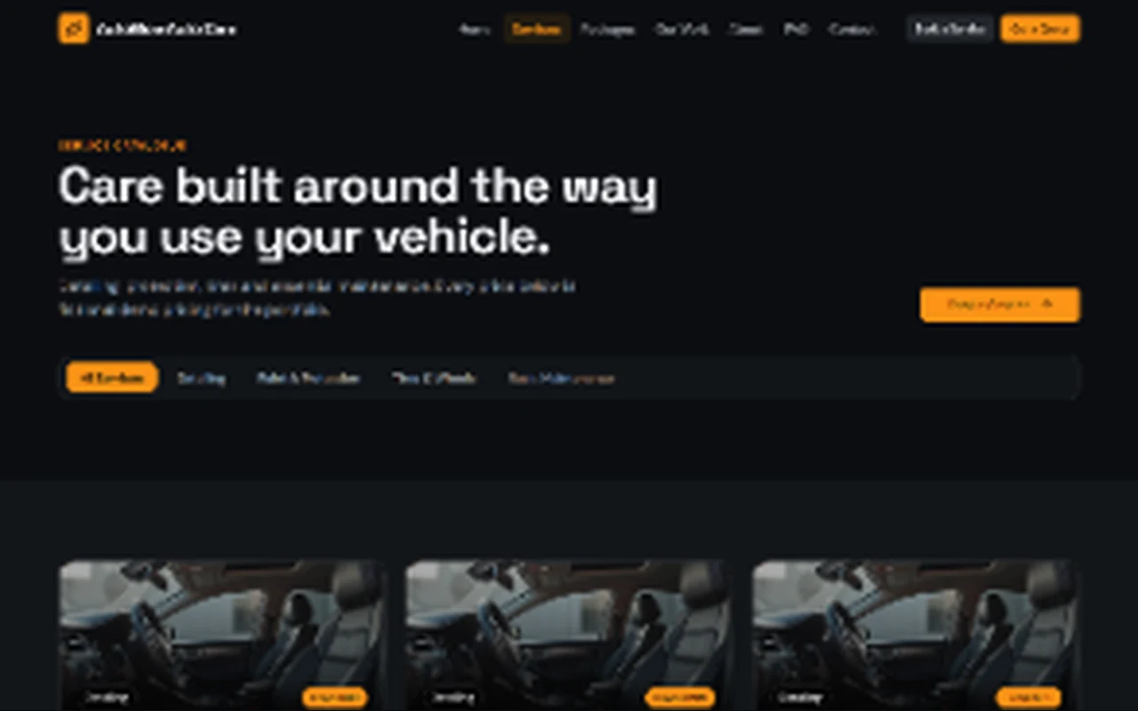 AutoGlow Auto Care services catalogue