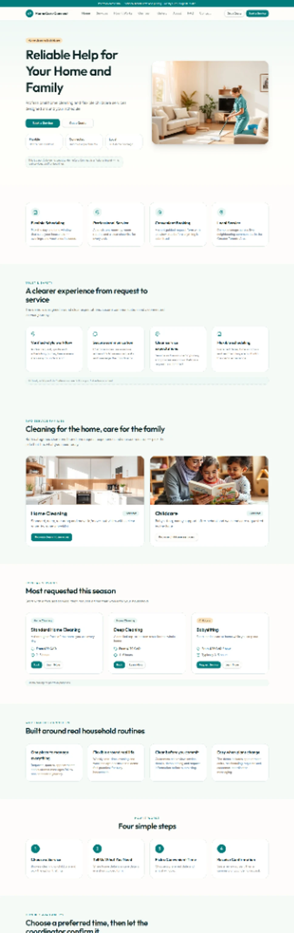 HomeCare Connect customer-facing home page